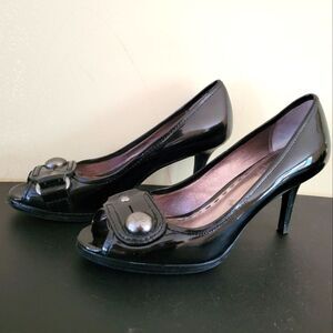 COACH Black Patent Leather Peep Toe Pump